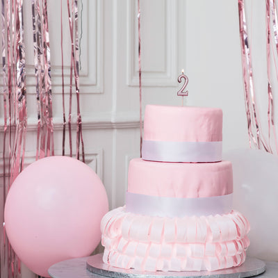 Bougie d'anniversaire chiffre 2 rose gold avec pic