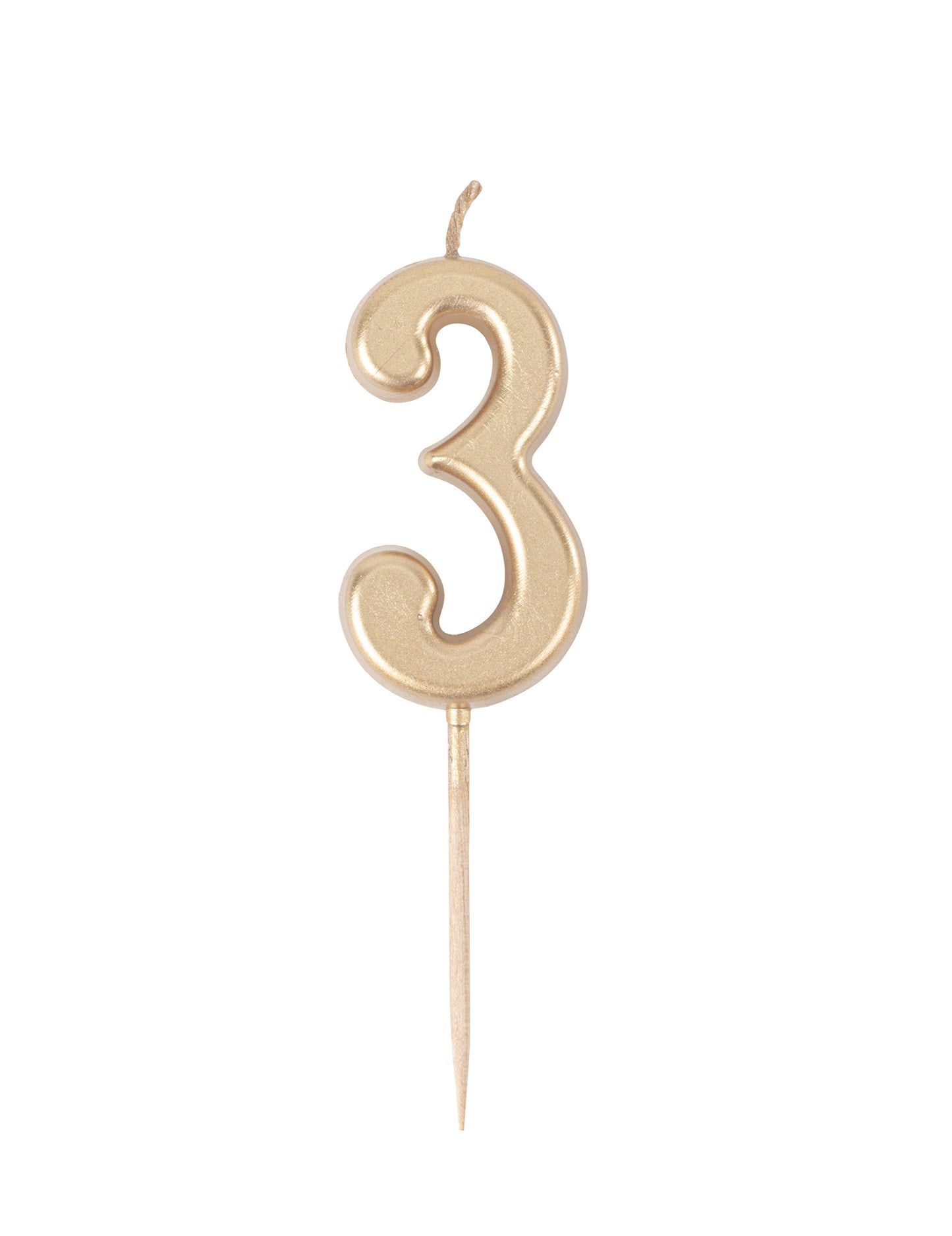 Geburtstagskerze Zahl 3 Gold Metallic 4,3 cm für Torten