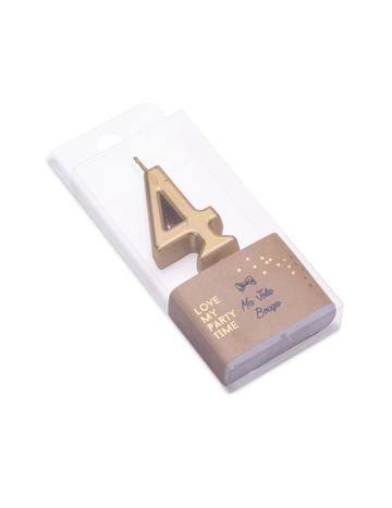 Narozeninová svíčka číslo 4 metalická zlatá 4.3 cm ve vosku