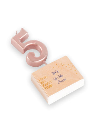 Bougie d'anniversaire chiffre 5 rose gold métallisé 4,3 cm
