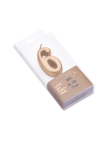 Narozeninová svíčka číslo 6 metalická zlatá 4.3 cm s vrcholem