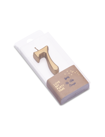 Narozeninová svíčka číslo 7 metalická zlatá 4.3 cm na obrázku