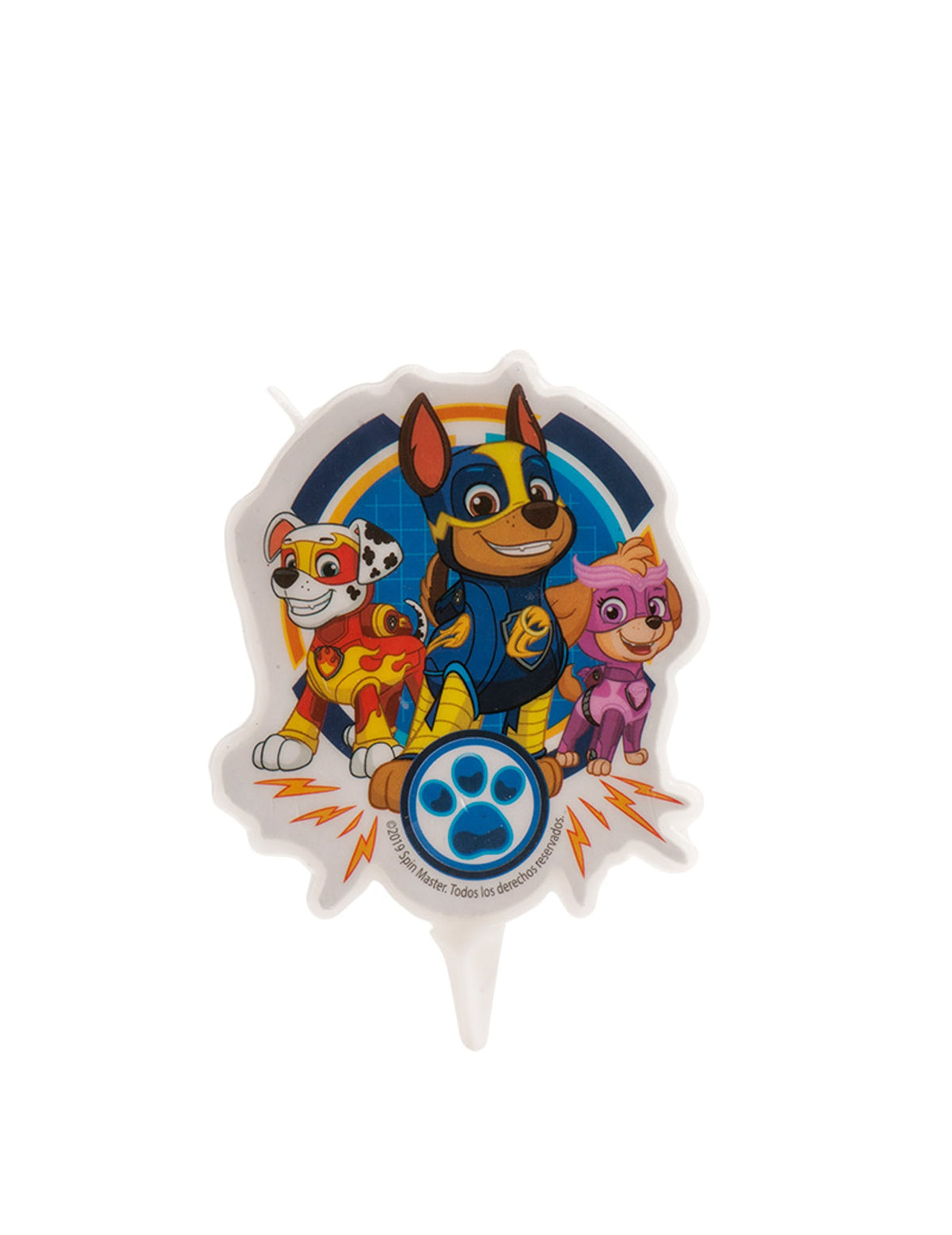 Bougie d'anniversaire Pat'Patrouille pour enfant multicolore avec les personnages Mighty Pups