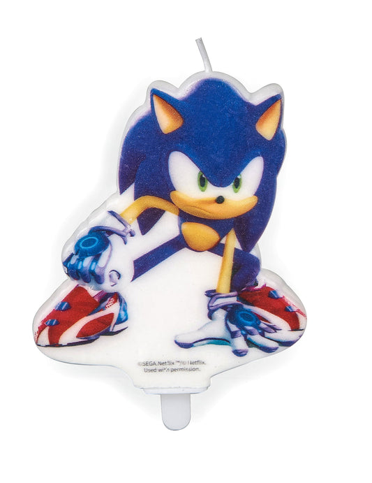 Bougie d'anniversaire Sonic Prime pour enfant bleue en forme de personnage