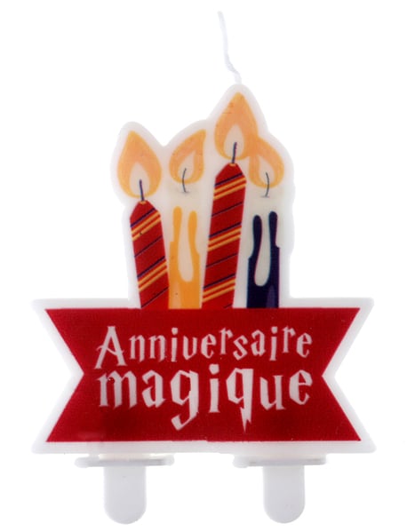 Bougie d'anniversaire sorcier pour enfant rouge avec inscription Anniversaire magique