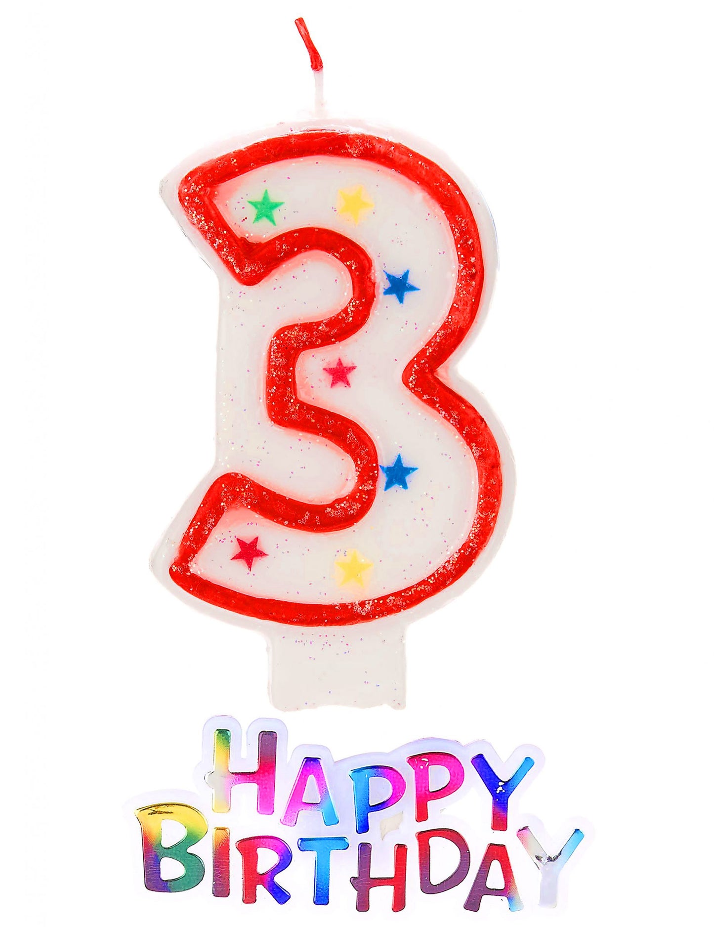 Třpytivá hvězdná svíčka ve tvaru čísla 3 5 cm 