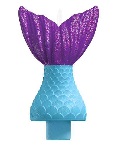 Bougie queue de sirène rêves de sirène violette et bleue à paillettes