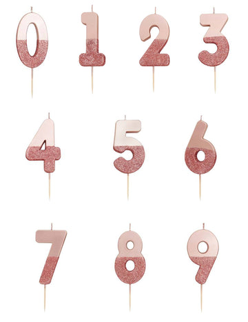 Růžová třpytivá číselná svíčka na špejli 13,8 cm