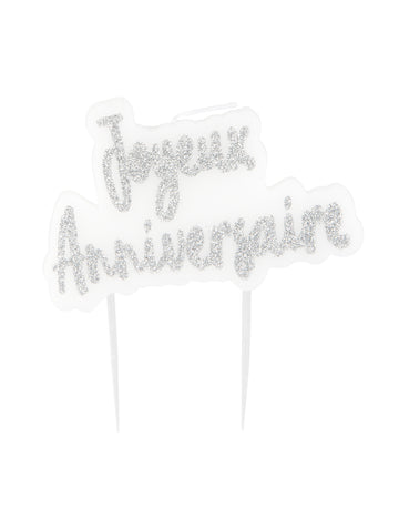 Stříbrná třpytivá narozeninová svíčka na špejli 8 x 5 cm