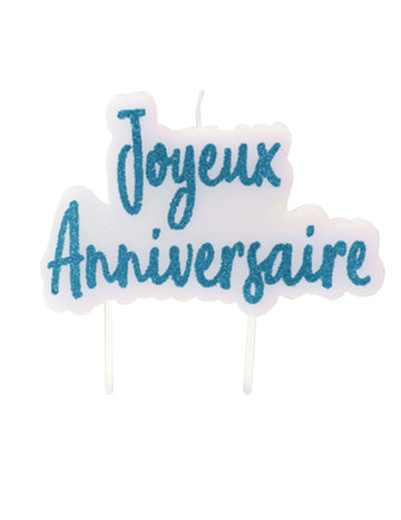 Tyrkysová třpytivá svíčka k narozeninám na špejli 8 x 5 cm