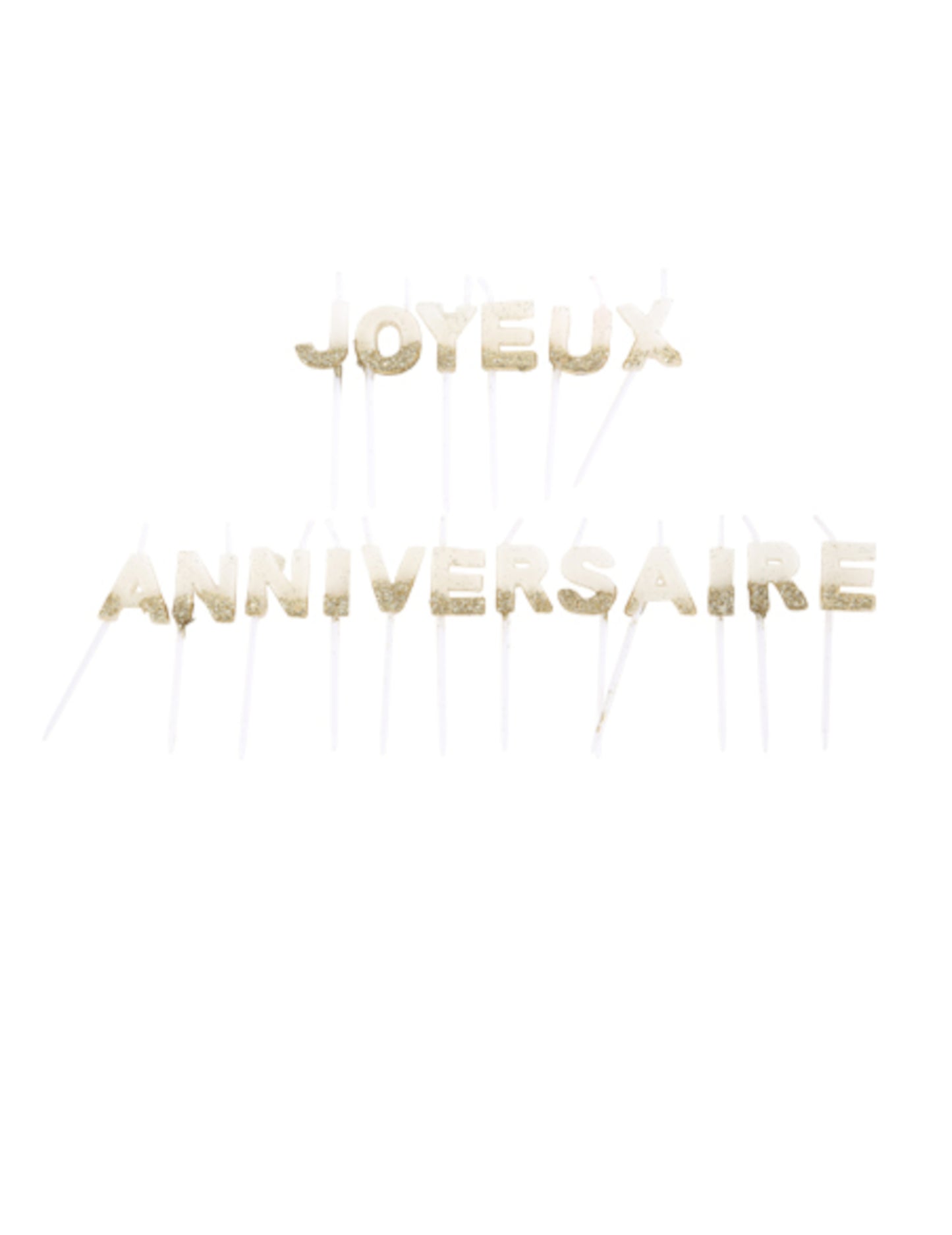 Bílé svíčky k narozeninám a zlaté třpytky 4.3 cm, sada 18