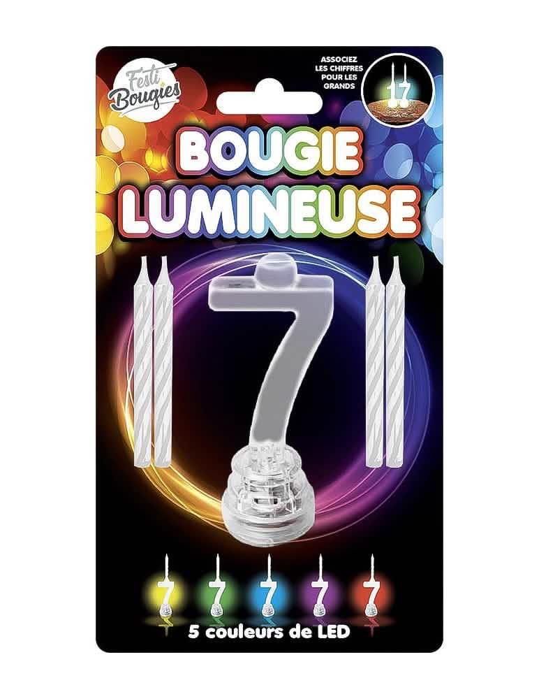 Svítící LED svíčka číslo 7 vícebarevná