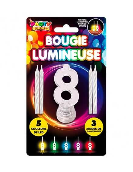 LED svíčka s číslem 8 k narozeninám vícebarevné s 5 měnícími se barvami