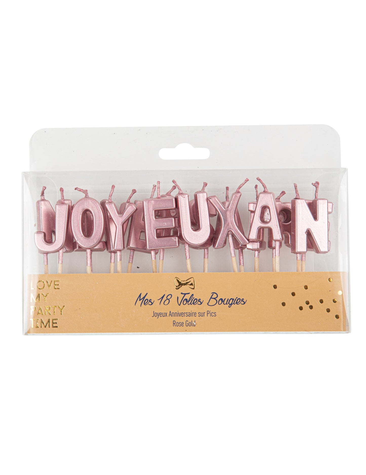 Svíčky na dopisech všechno nejlepší k narozeninám růžové zlato metalíza 4.3 cm na dort