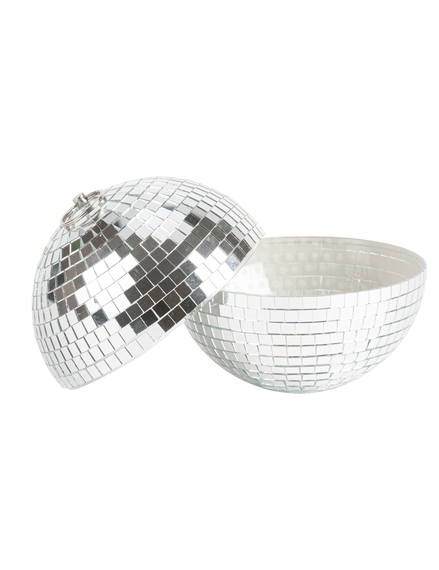 Discokugel zum Aufhängen, Spiegelglas, Silber, 16cm, steckbar, Disco-Deko