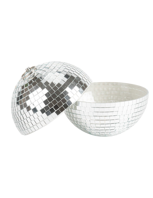Fazetovaná koule na zavěšení stříbrné zrcadlo skleněné 16cm nestable disco dekorace