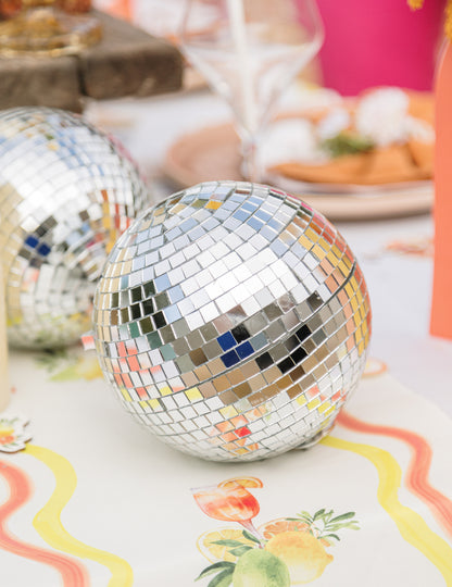 Fazetovaná koule na zavěšení stříbrné zrcadlo skleněné 16cm nestable disco dekorace
