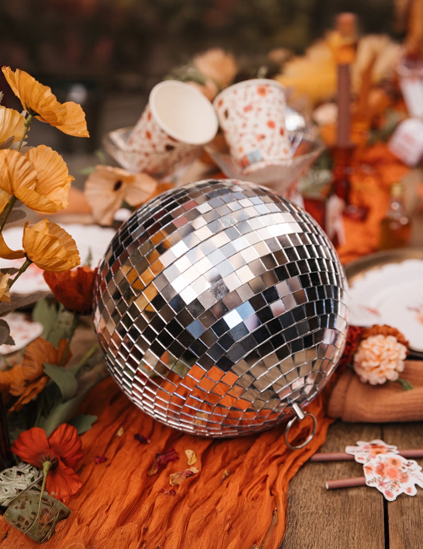 Discokugel zum Aufhängen, Spiegelglas, Silber, 16cm, steckbar, Disco-Deko