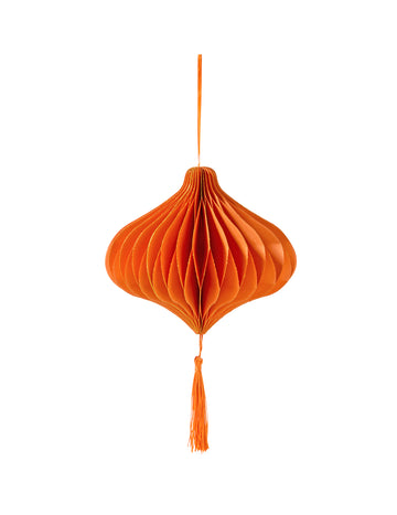 Oranžová voštinová papírová závěsná koule 15 cm na párty