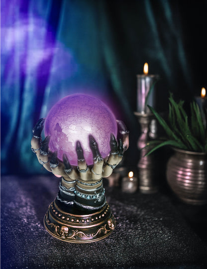 Svítící křišťálová koule s jasnovidnými rukama 23 cm