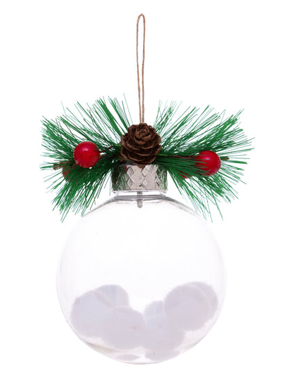 Přírodní vánoční koule se sněhem a jedlemi 8 cm náhodný vzor