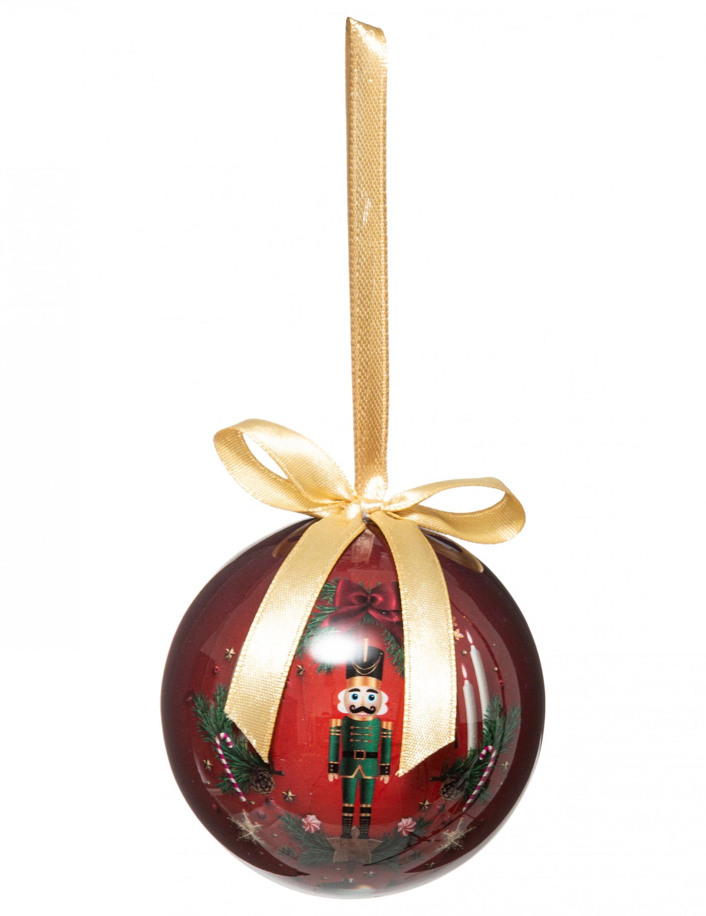 Red Christmas ball soldier nutcracker 7.5 cm se zlatou stuhou