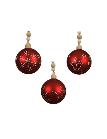 Červená skleněná vánoční koule 8 cm náhodný model 