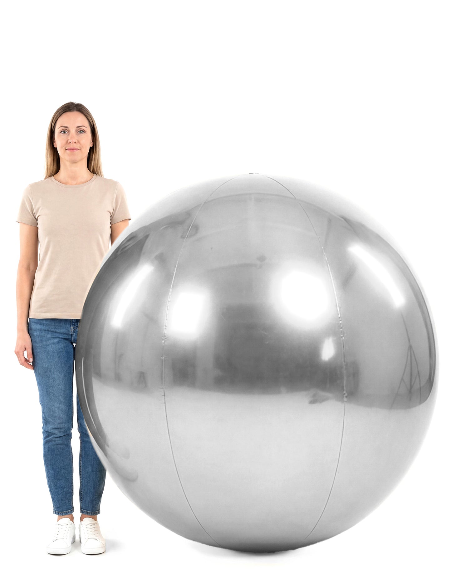 Stříbrná nafukovací zrcadlová koule 120 cm 