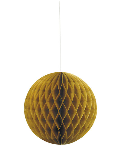 Boule papier alvéolée pour fête dorée