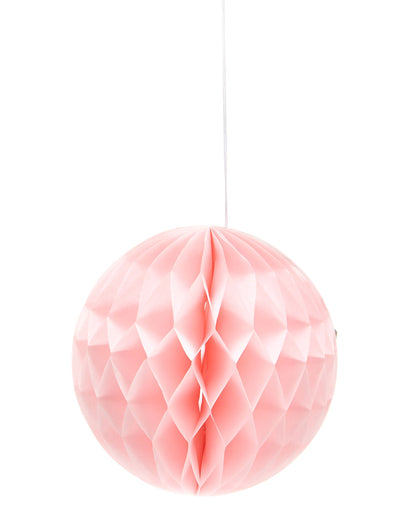 Boule papier alvéolée à suspendre pour décoration rose bonbon