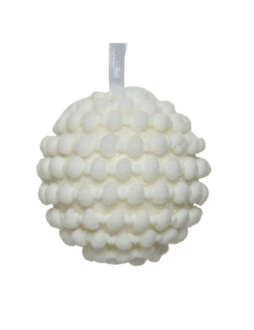 Vánoční koule s efektem bavlny a třpytek 8 cm polární atmosféra