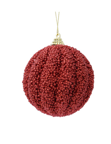Červená vánoční koule s třpytkami 8 cm