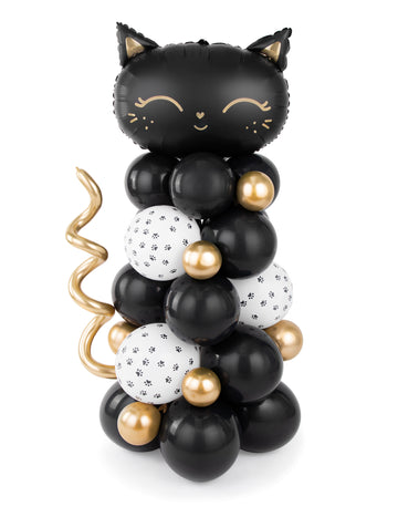 Kytice z balónků černé kočky 140 x 83 cm, Sada 61 kusů