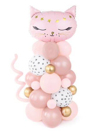 Kytice růžových kočičích balónků 140 x 83 cm 62 dílná sada
