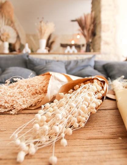 Kytice z přírodního sušeného prádla 50 gr 70 cm bohémská výzdoba