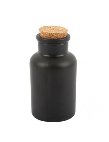 Matná černá lékárnická láhev s korkovou zátkou 11 cm 125 ml