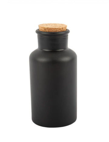 Matná černá lékárnická láhev s korkovou zátkou 17 cm 500 ml