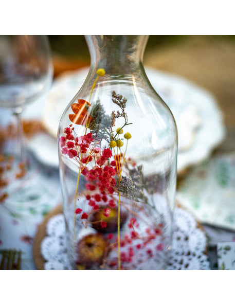 Průhledná lahvička s barevnými sušenými květy 11 x 27,5 cm