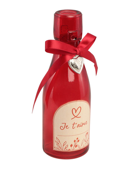 Skleněná láhev červené srdce miluji tě 16 cm 