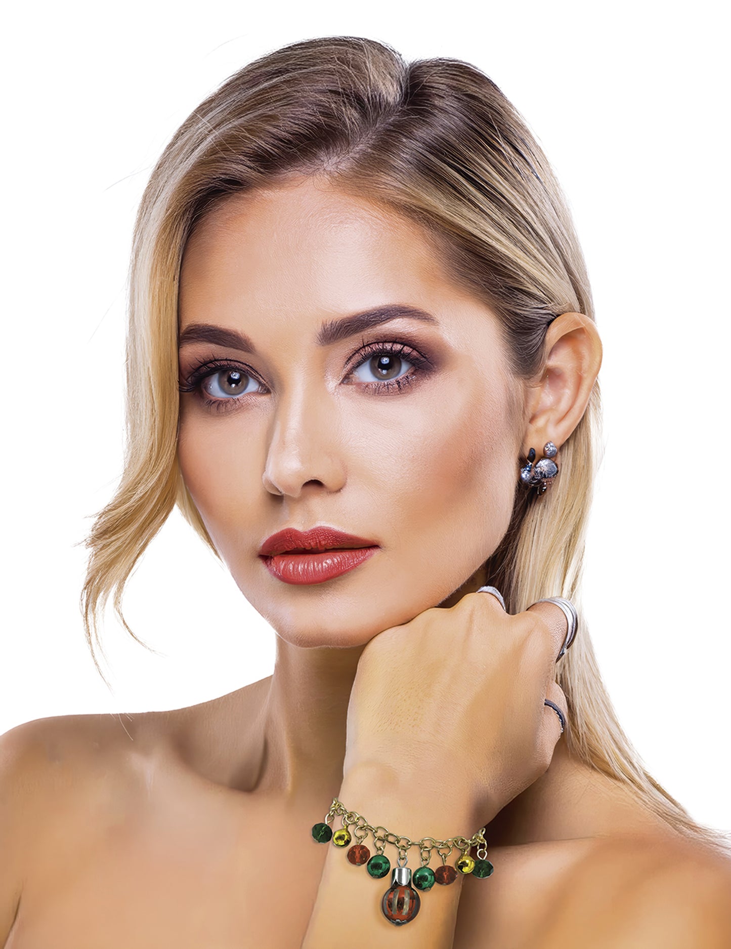 Kovový náramek s vánočními ozdobami