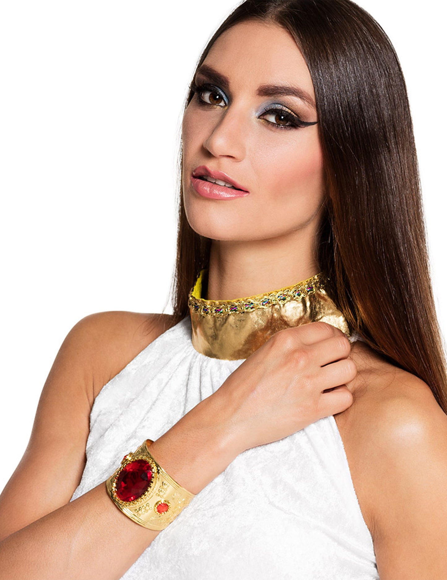 Pohled na nošení s odpovídajícím náhrdelníkem orientální princezny pro dospělé