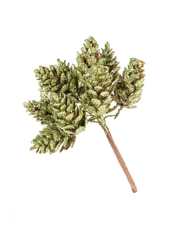 Větvící 12 matných zelených šišek 12,5 cm vánoční dekorace