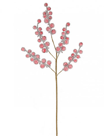 Větve červené matné koule 52 cm na Vánoce