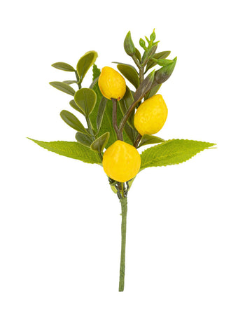 Větev citronů a žluté a zelené listy 13,5 cm umělé