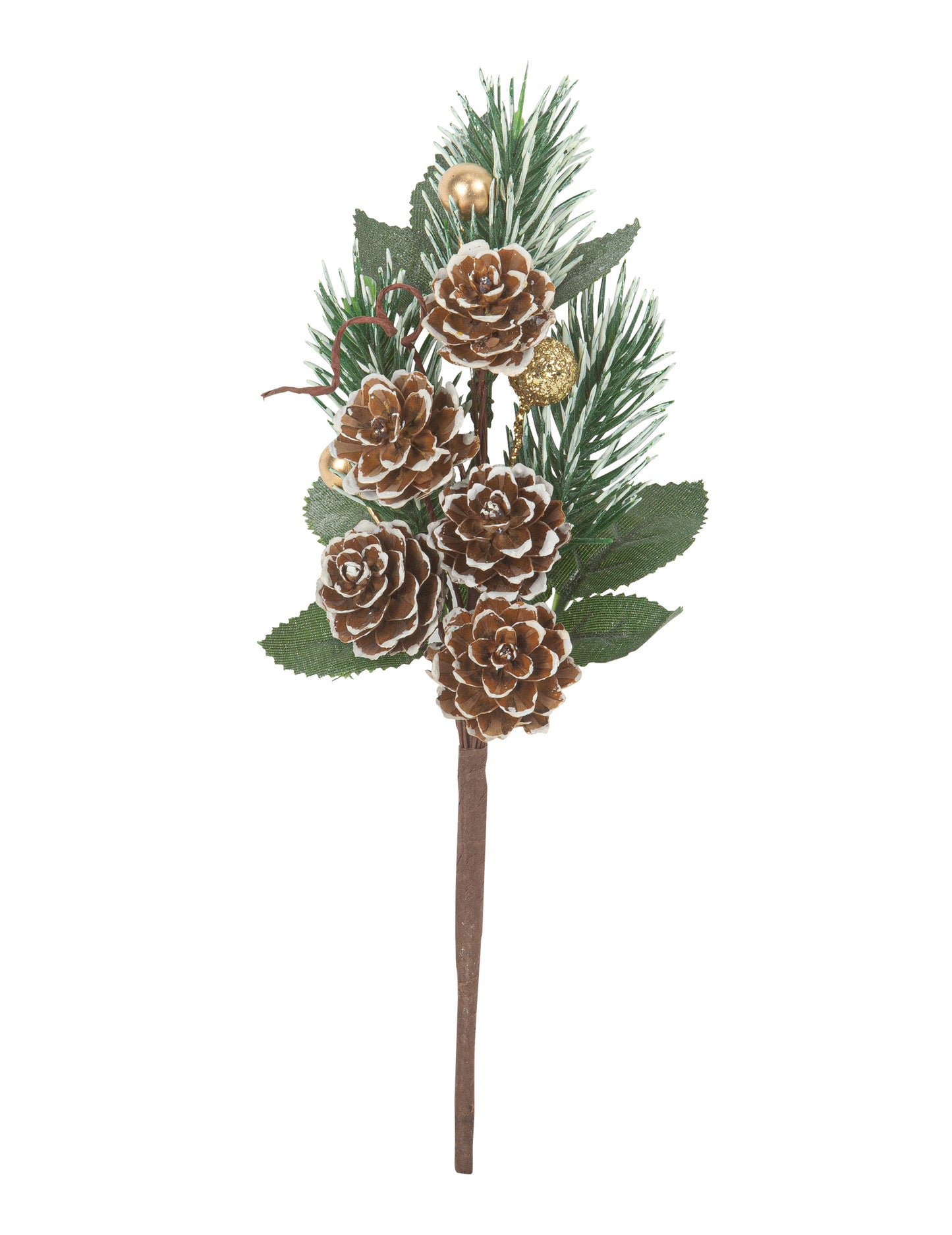 Jedle větev zasněžené šišky zlaté třpytky 20 cm dekorativní