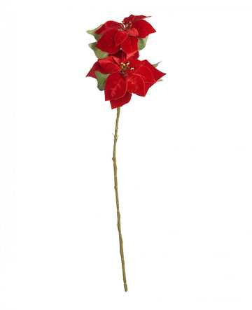 Větev květu červené vánoční hvězdy 75 cm