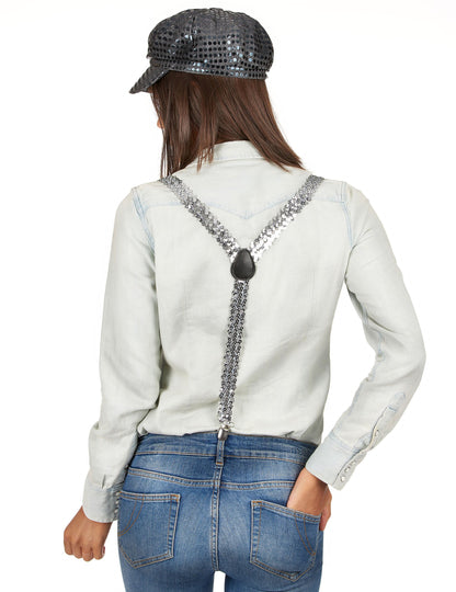 Stříbrné flitrované šle pro dospělé