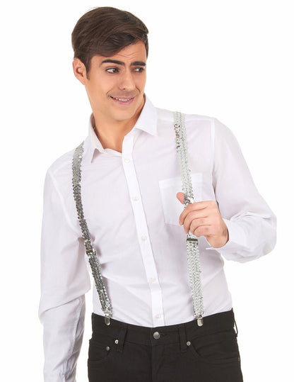 Stříbrné flitrované šle pro dospělé