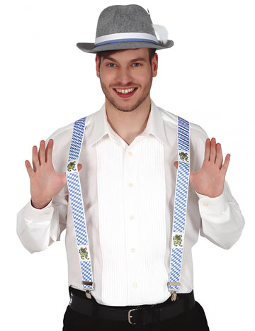 Modrobílé kostkované bavorské šle