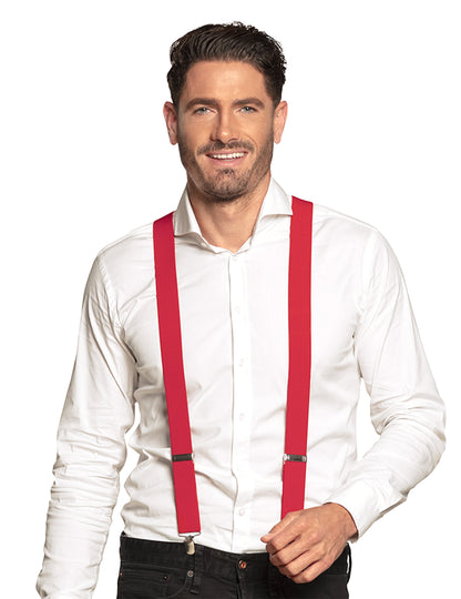 Vue de face des bretelles pour adulte rouges
